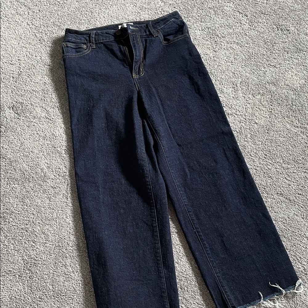 Elegant Dark Blue Straight Leg Women's Jeans